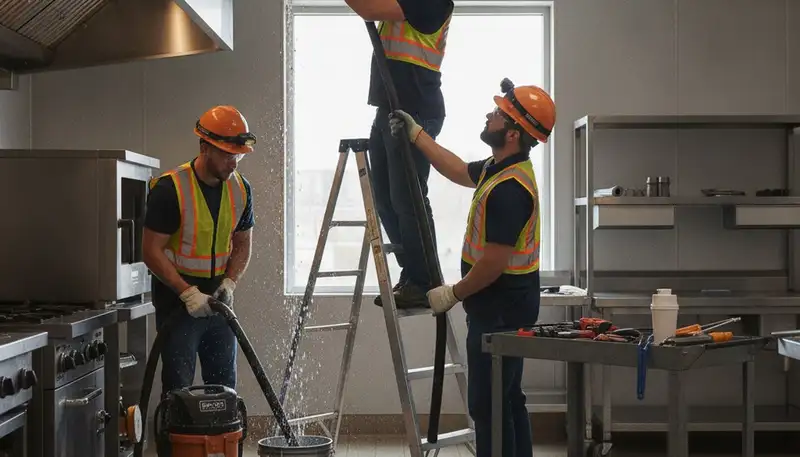 Emergency plumber repairing a burst pipe in Wellesley, MA home