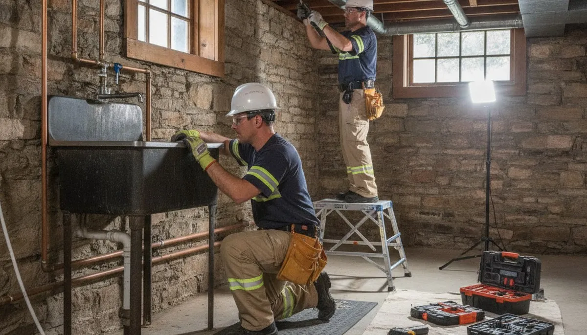 Plumber repairing a sink in Wellesley, MA for local plumbing repair service