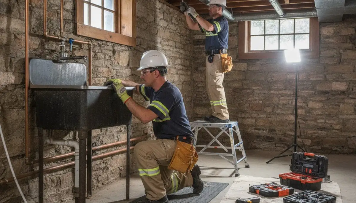 Plumber repairing a sink in Wellesley, MA for local plumbing repair service