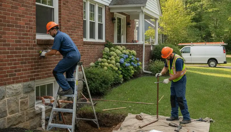 Wellesley, MA plumber repairing a leak for a plumbing repair service