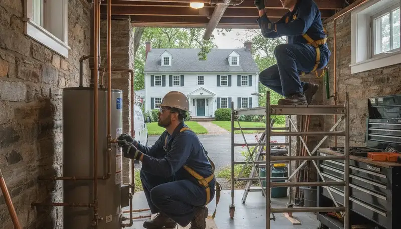 Plumber repairing a sink in Wellesley, MA for a local plumbing service