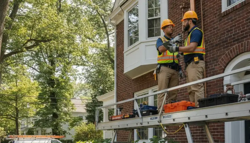 Plumber repairing a leak in Wellesley, MA for residential plumbing service