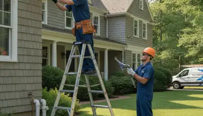 Plumber repairing pipe in Wellesley, MA for residential plumbing service