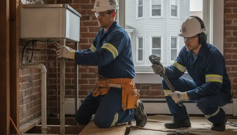 Plumber repairing a sink in Wellesley, MA for plumbing repair services