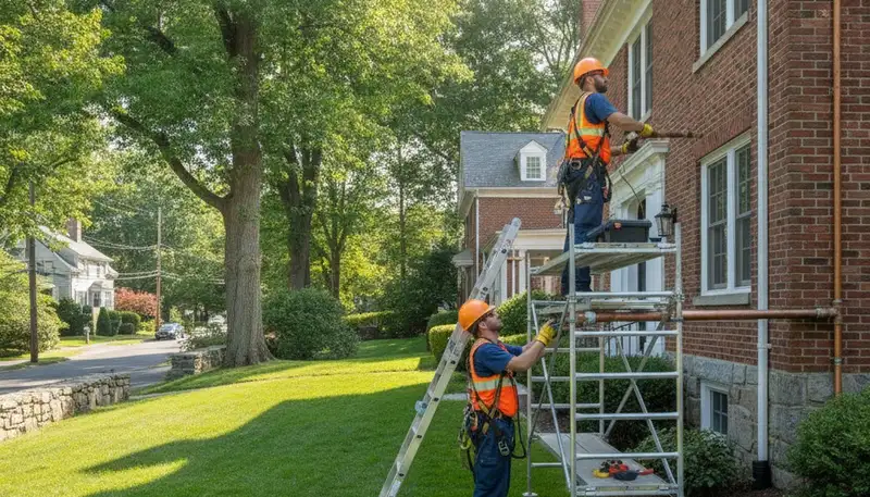 Plumber repairing a pipe in Wellesley, MA for reliable plumbing repair service