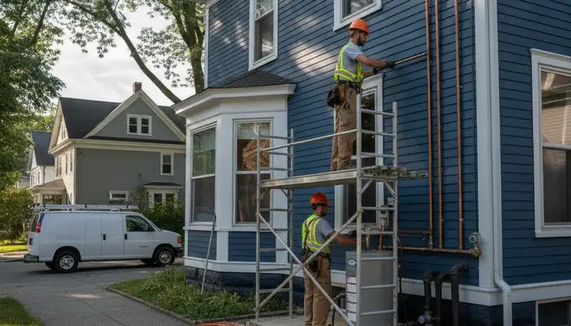 Professional plumber repairing a leak in Wellesley, MA for plumbing repair service