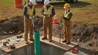 Septic repair technician inspecting a home system in Wellesley, MA
